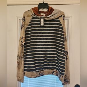 Lg Striped Solid Floral Women's Hoodie/Sweater